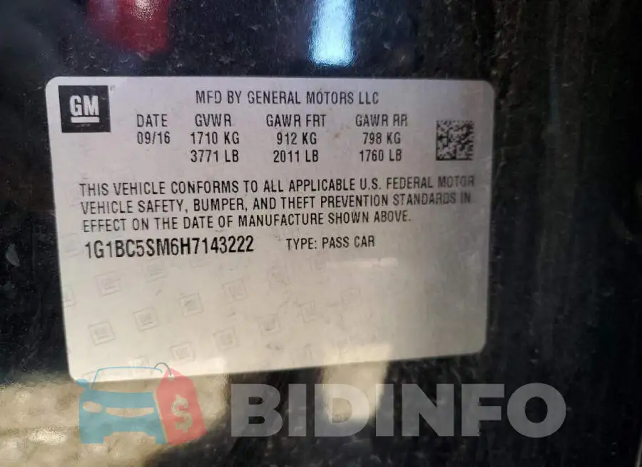 1G1BC5SM6H7143222 Photo# 10