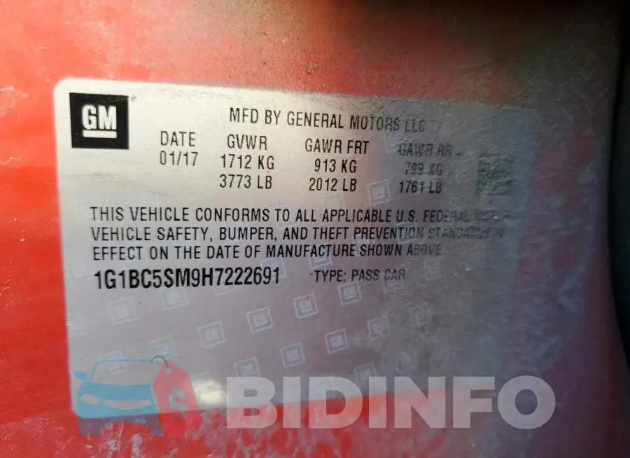 1G1BC5SM9H7222691 Photo# 10