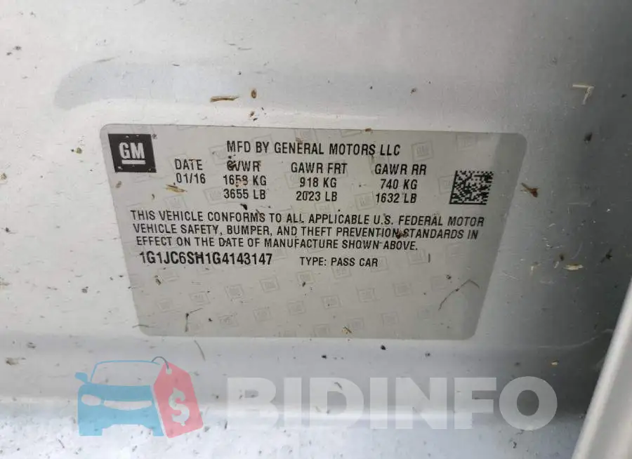1G1JC6SH1G4143147 Photo# 10