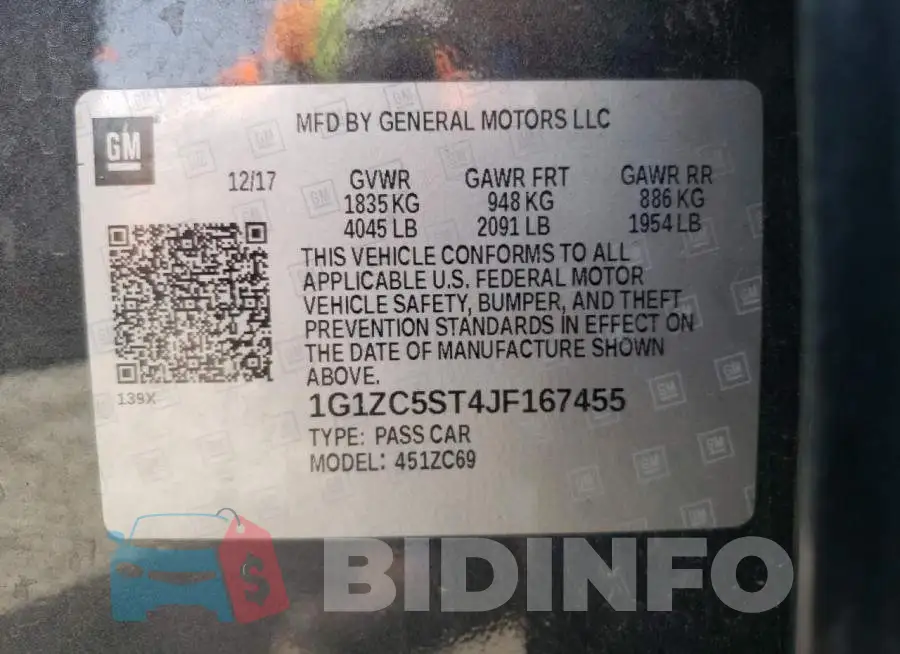 1G1ZC5ST4JF167455 Photo# 10