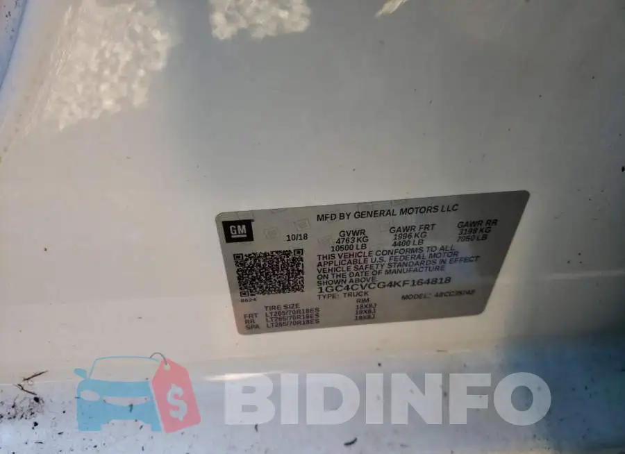 1GC4CVCG4KF164818 Photo# 10
