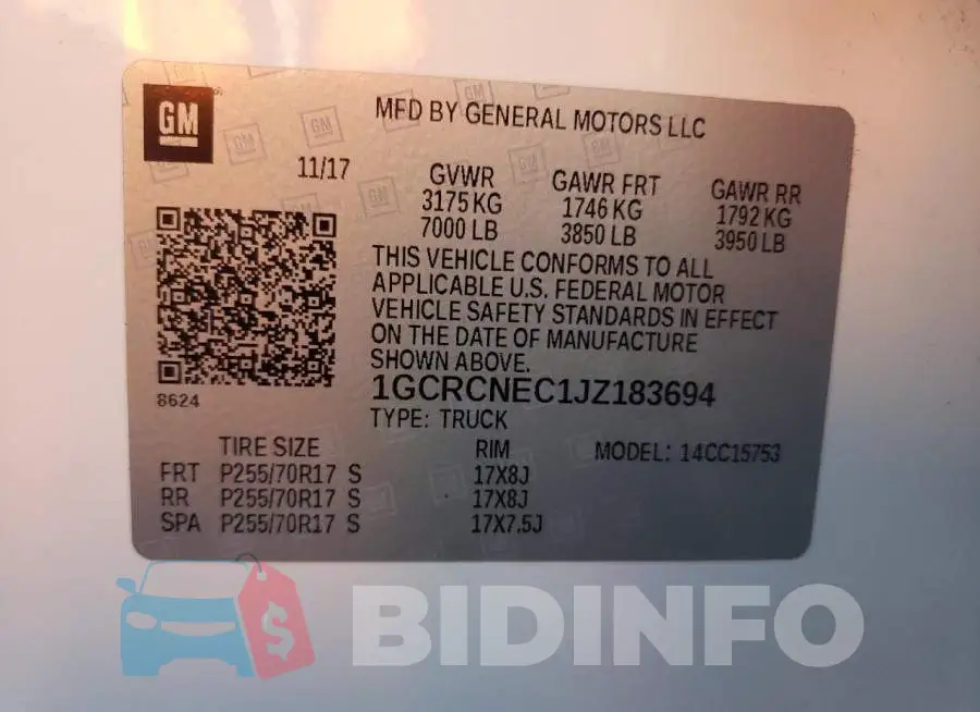 1GCRCNEC1JZ183694 Photo# 10