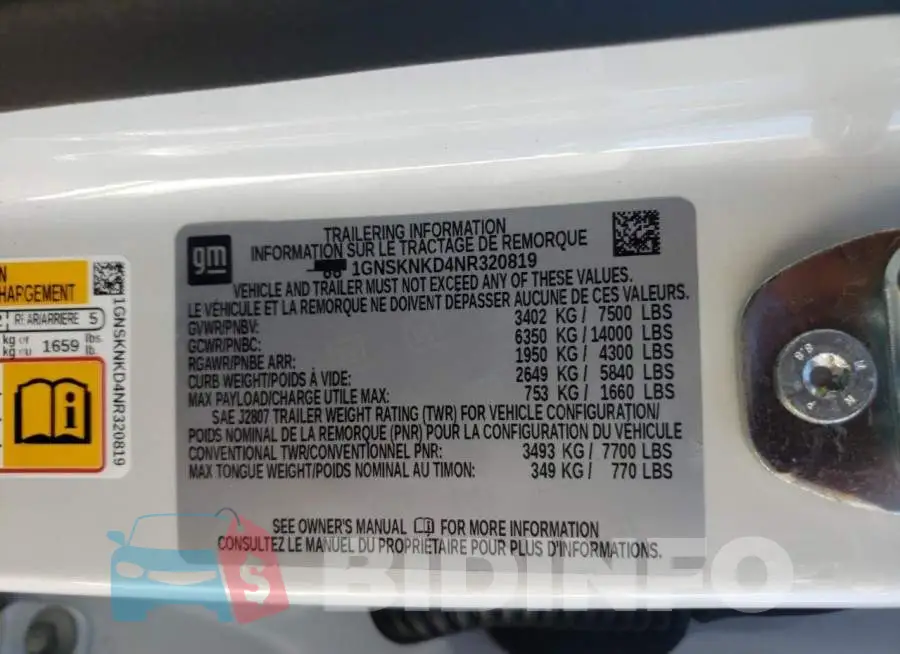 1GNSKNKD4NR320819 Photo# 10
