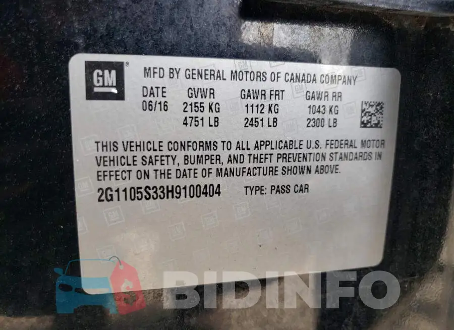 2G1105S33H9100404 Photo# 10