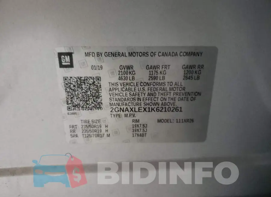 2GNAXLEX1K6210261 Photo# 10