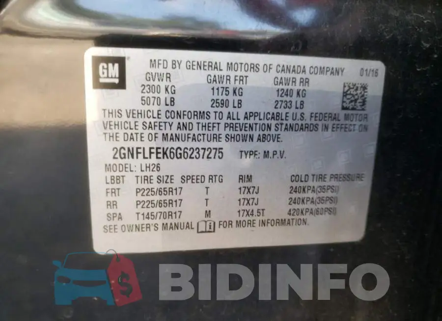 2GNFLFEK6G6237275 Photo# 10