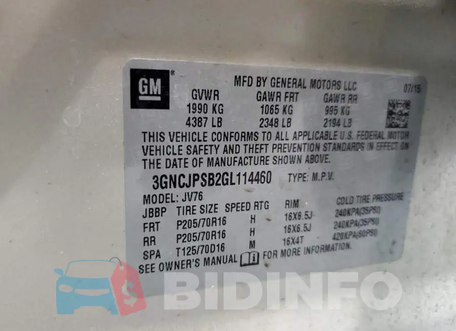 3GNCJPSB2GL114460 Photo# 10