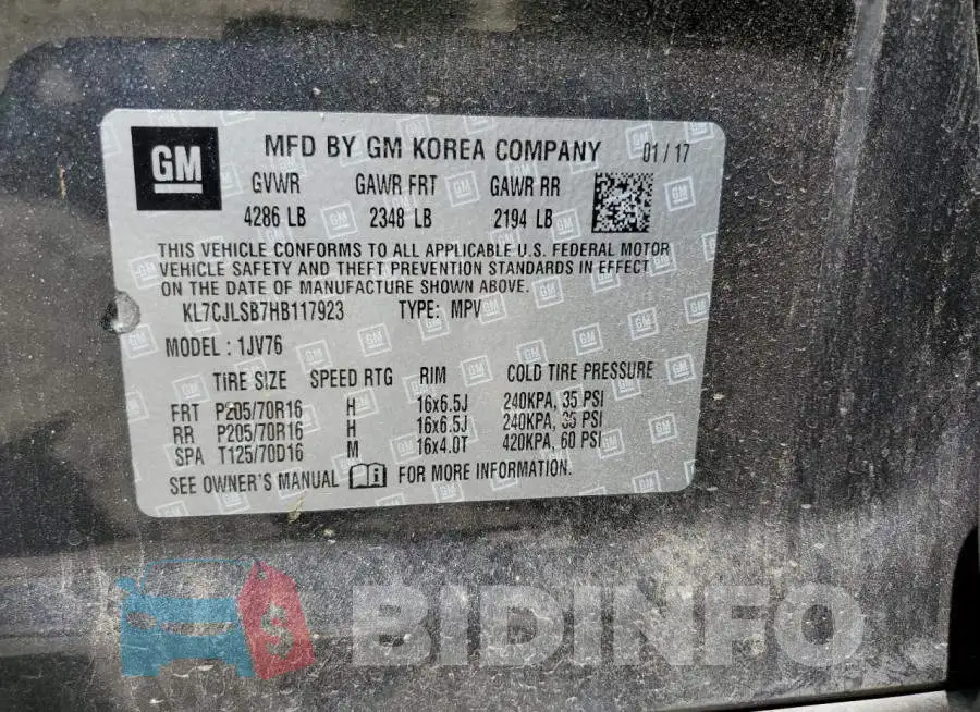 KL7CJLSB7HB117923 Photo# 10