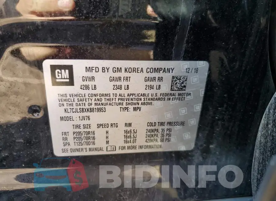 KL7CJLSBXKB819953 Photo# 10