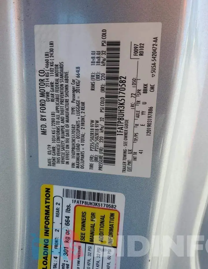 1FATP8UH3K5170582 Photo# 10