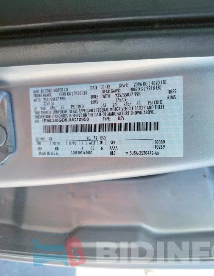 1FMCU0GD8JUC10958 Photo# 10