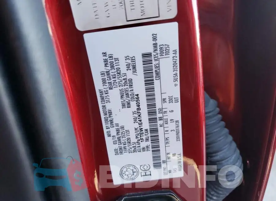 1FTEW1E41KFB40564 Photo# 10