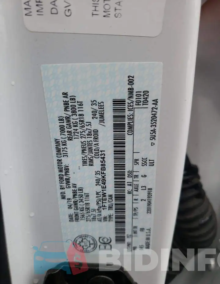 1FTEW1E49KFB85431 Photo# 10