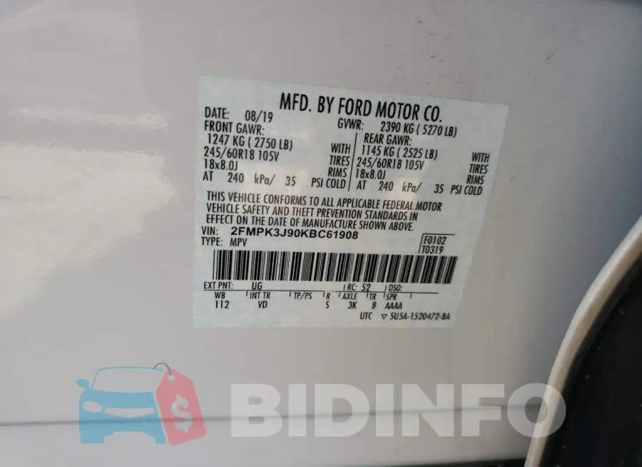 2FMPK3J90KBC61908 Photo# 10