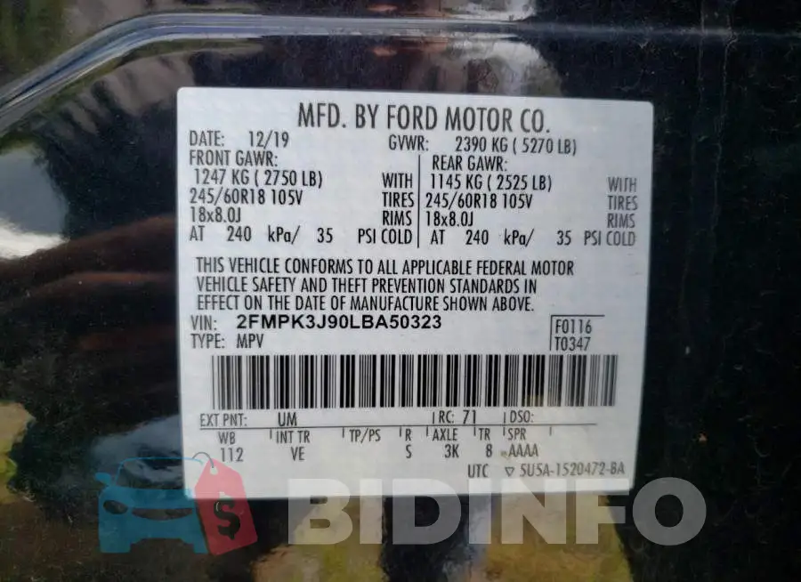 2FMPK3J90LBA50323 Photo# 10