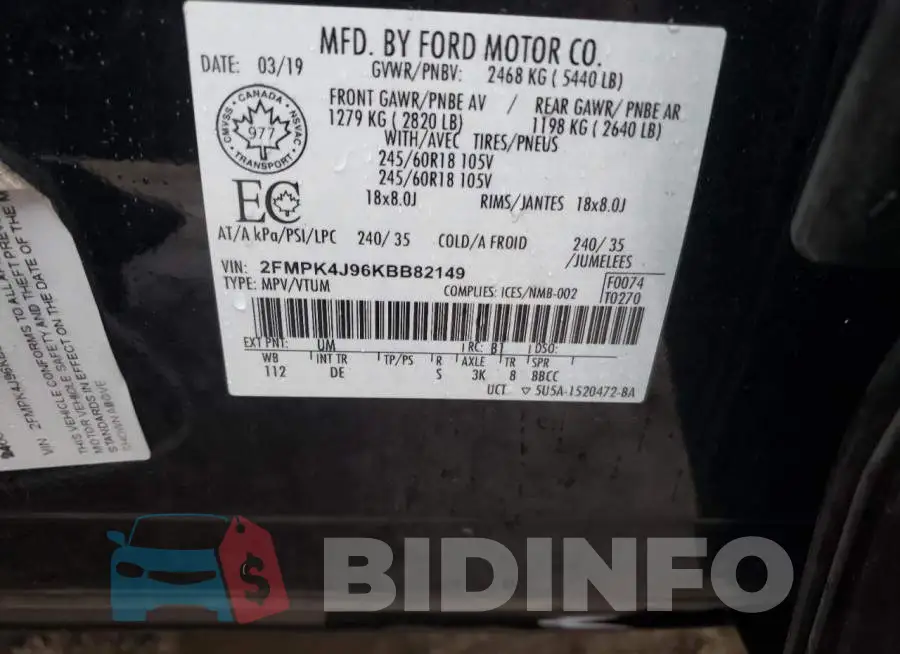 2FMPK4J96KBB82149 Photo# 10