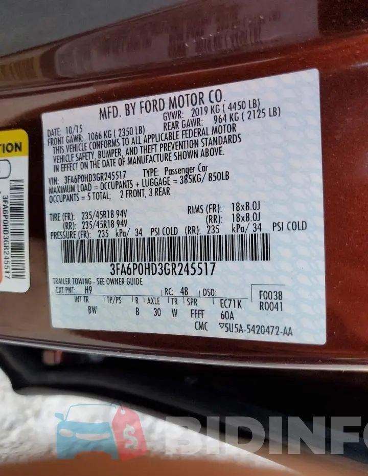 3FA6P0HD3GR245517 Photo# 10