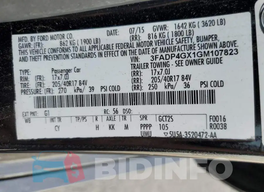 3FADP4GX1GM107823 Photo# 10