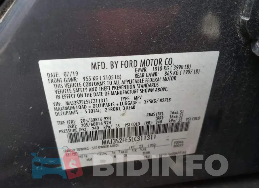 MAJ3S2FE5LC311311 Photo# 10