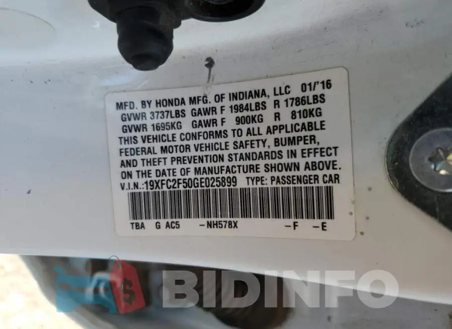 19XFC2F50GE025899 Photo# 10