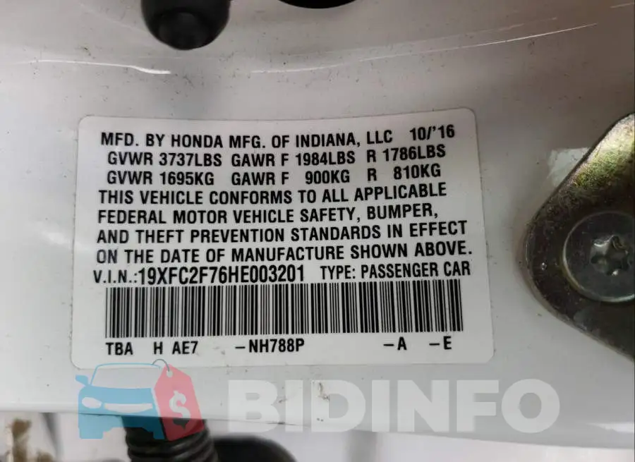 19XFC2F76HE003201 Photo# 10