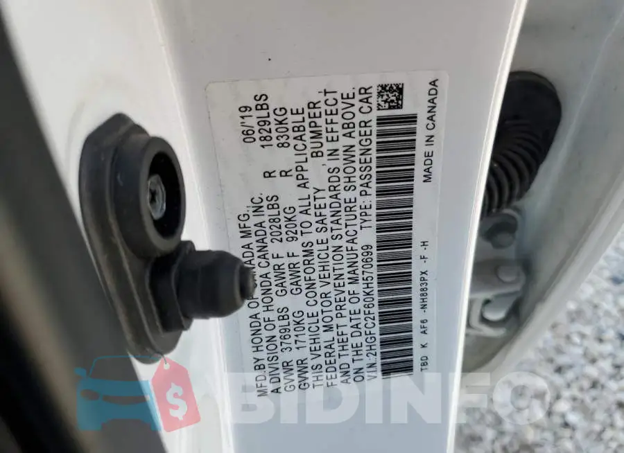 2HGFC2F60KH570699 Photo# 10