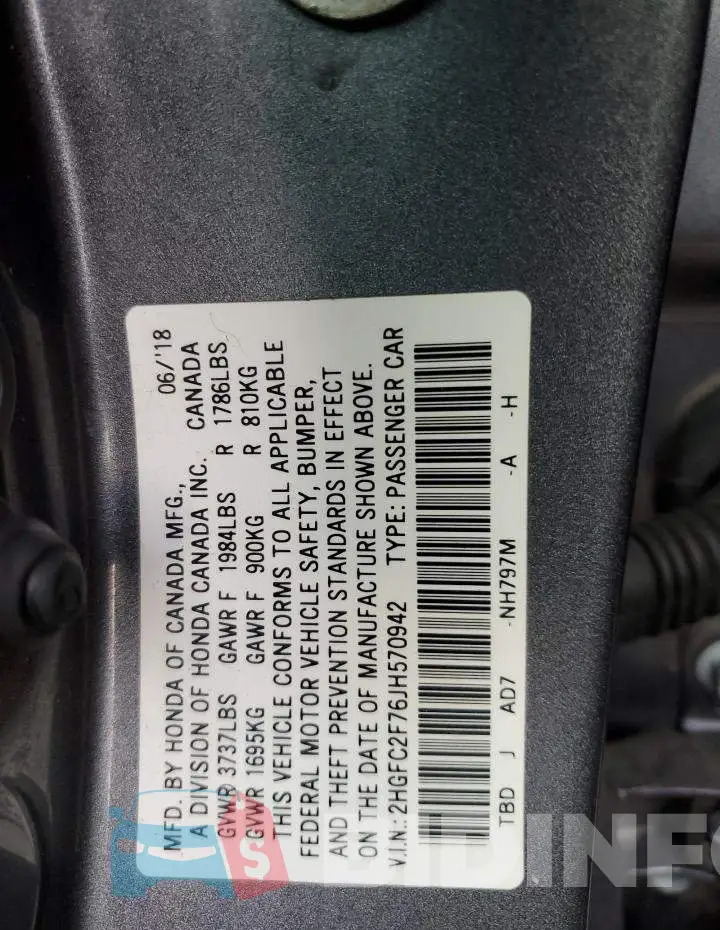 2HGFC2F76JH570942 Photo# 12