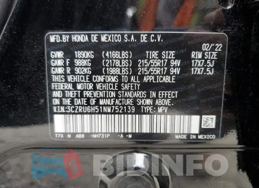 3CZRU6H51NM752139 Photo# 10