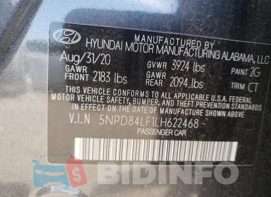 5NPD84LF1LH622468 Photo# 10
