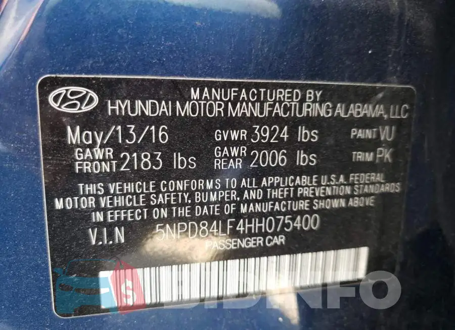 5NPD84LF4HH075400 Photo# 10