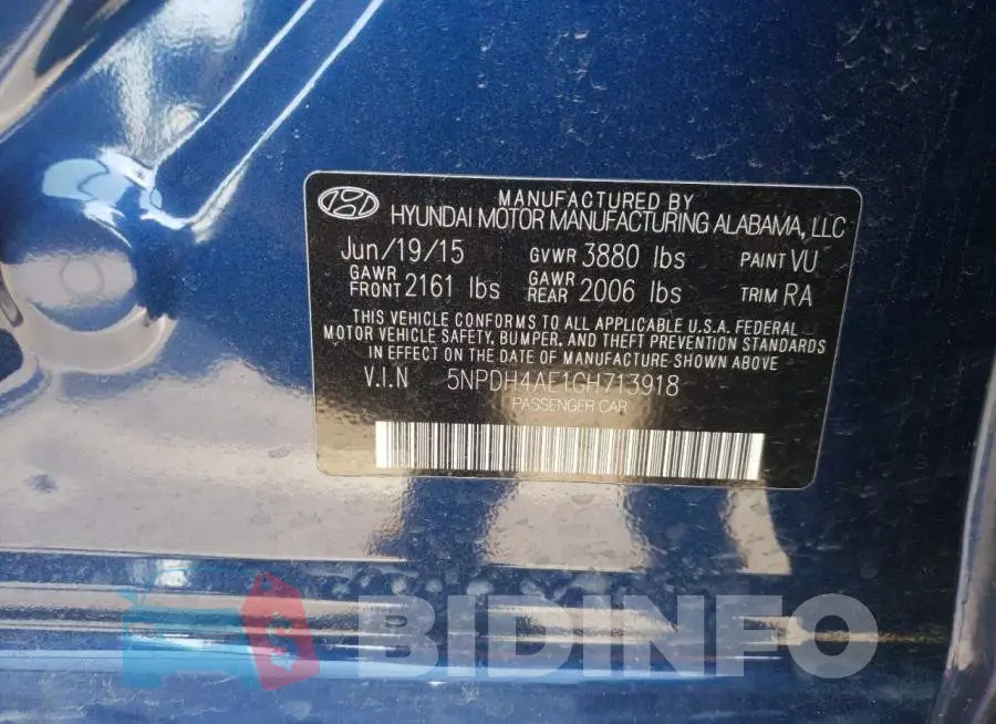 5NPDH4AE1GH713918 Photo# 10