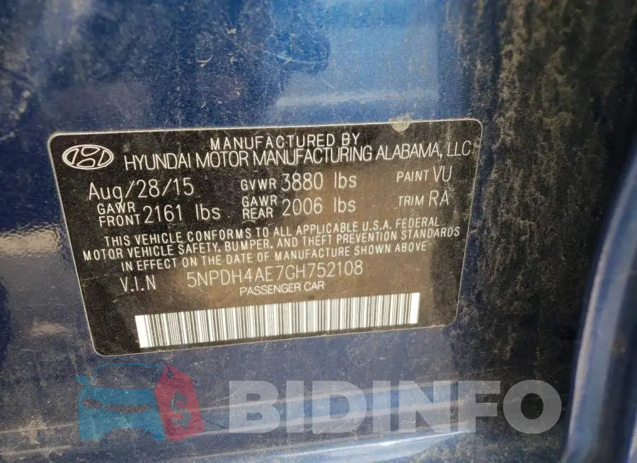 5NPDH4AE7GH752108 Photo# 10