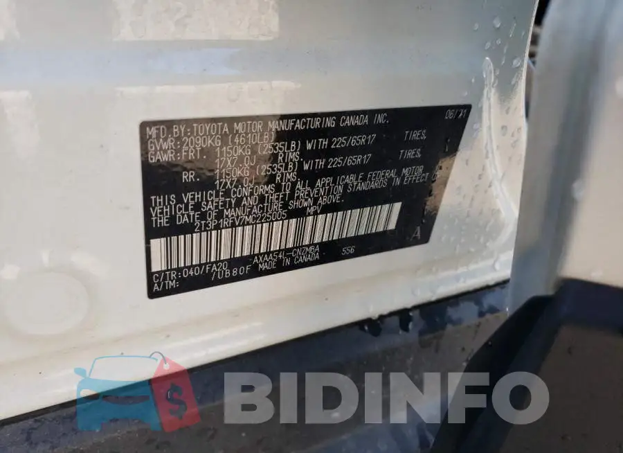 2T3P1RFV7MC225005 Photo# 10