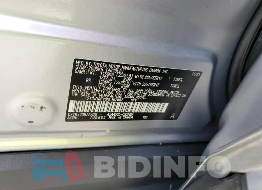 2T3W1RFV9MC167667 Photo# 10