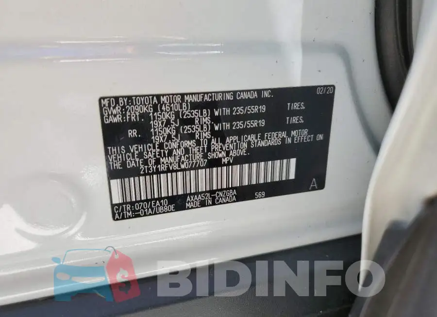 2T3Y1RFV8LW077707 Photo# 10