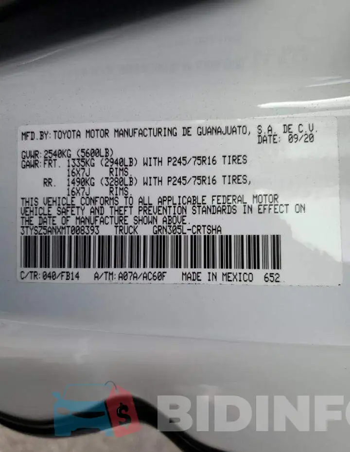 3TYSZ5ANXMT008393 Photo# 10