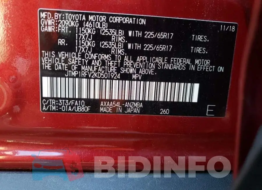 JTMP1RFV2KD501924 Photo# 10