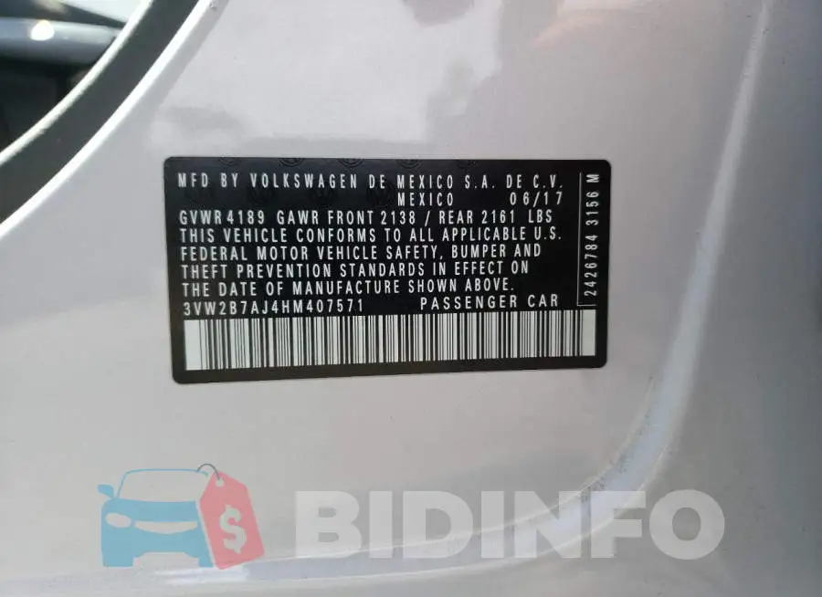 3VW2B7AJ4HM407571 Photo# 10