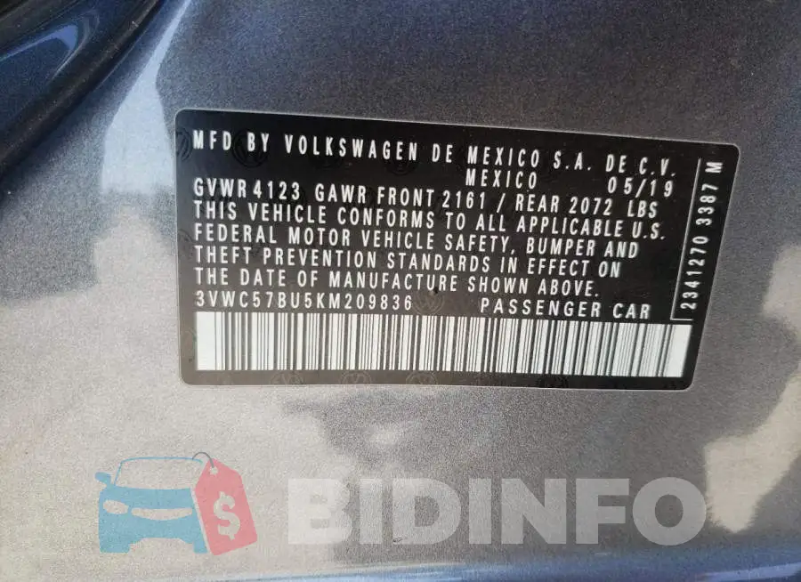 3VWC57BU5KM209836 Photo# 10