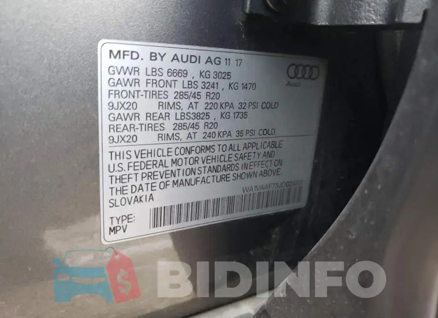 WA1VAAF73JD024911 Photo# 10