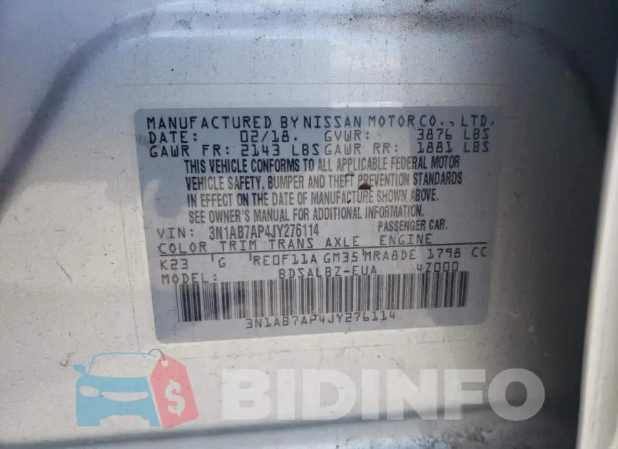 3N1AB7AP4JY276114 Photo# 10