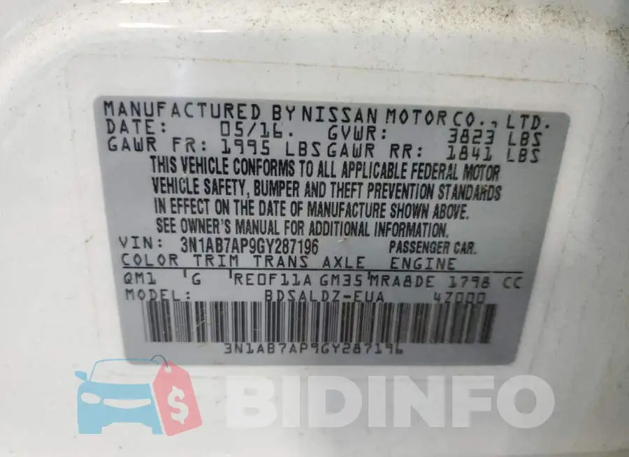 3N1AB7AP9GY287196 Photo# 10