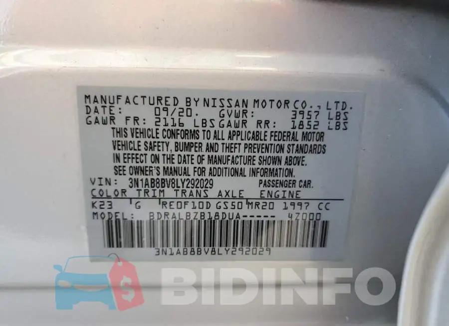 3N1AB8BV8LY292029 Photo# 10