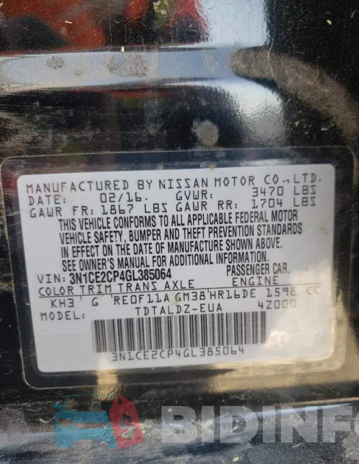 3N1CE2CP4GL385064 Photo# 10