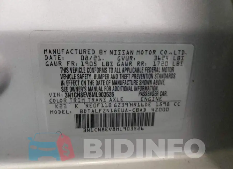 3N1CN8EV8ML903526 Photo# 10