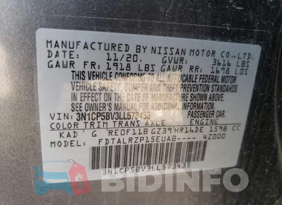 3N1CP5BV3LL573435 Photo# 10