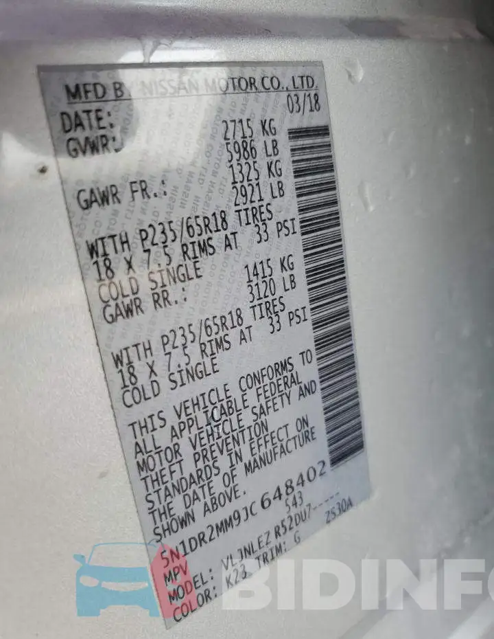 5N1DR2MM9JC648402 Photo# 10
