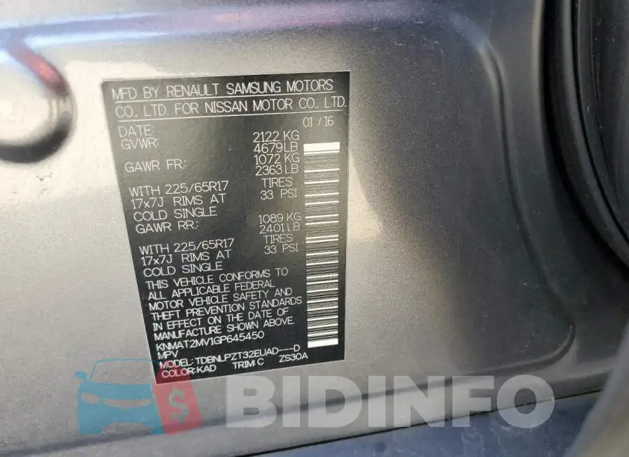 KNMAT2MV1GP645450 Photo# 10
