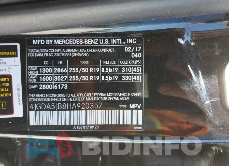 4JGDA5JB8HA920357 Photo# 10