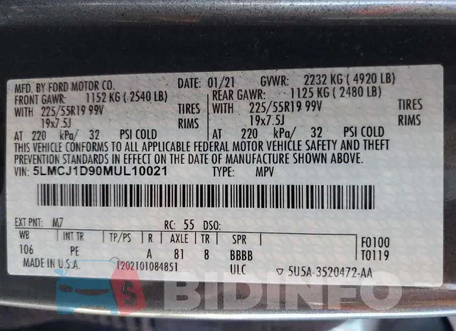 5LMCJ1D90MUL10021 Photo# 10